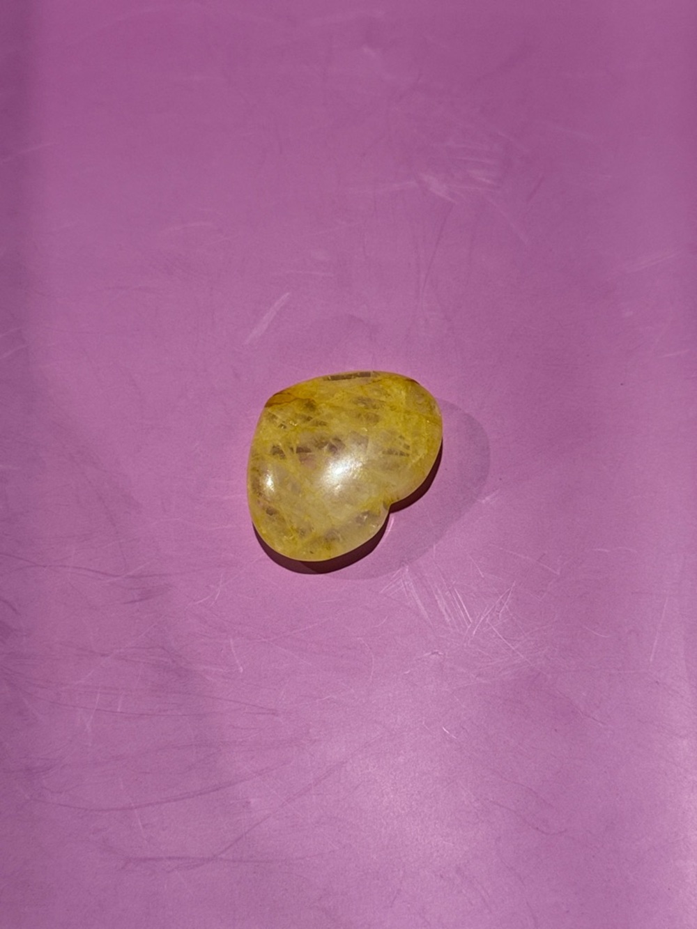 Yellow Heart-Shaped Crystal Palm Stone - Picture 2 of 6